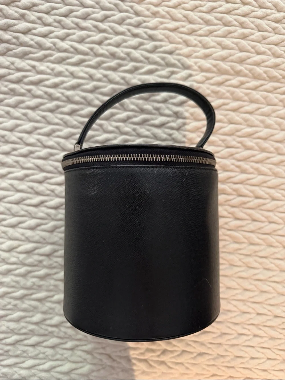 Burberry Black Leather Cylinder Vanity Bag